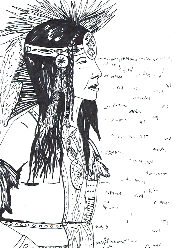 tekening Noord-Amerikaanse indiaan