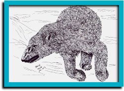 tekening van een zwemmende ijsbeer