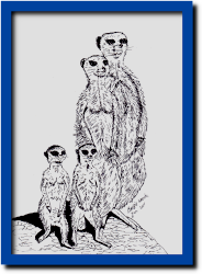 tekening van een familie stokstaartjes