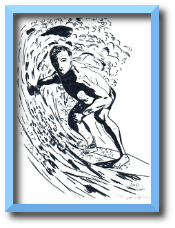 kleurplaat van een surfer