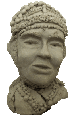 hoofd van een exotische man gemaakt van klei door Brigit Weeda